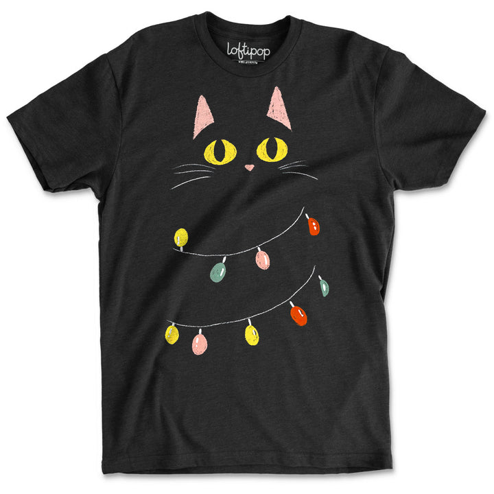 Festive Black Cat Crewneck T-Shirt - Loftipop