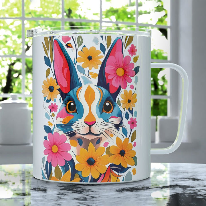 Floral Bunny Insulated Travel Mug - Loftipop