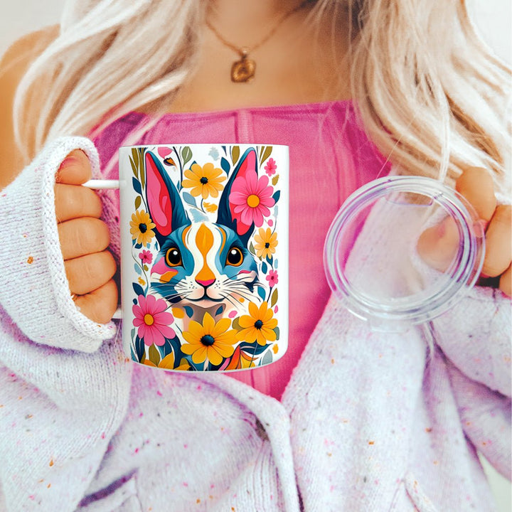Floral Bunny Insulated Travel Mug - Loftipop
