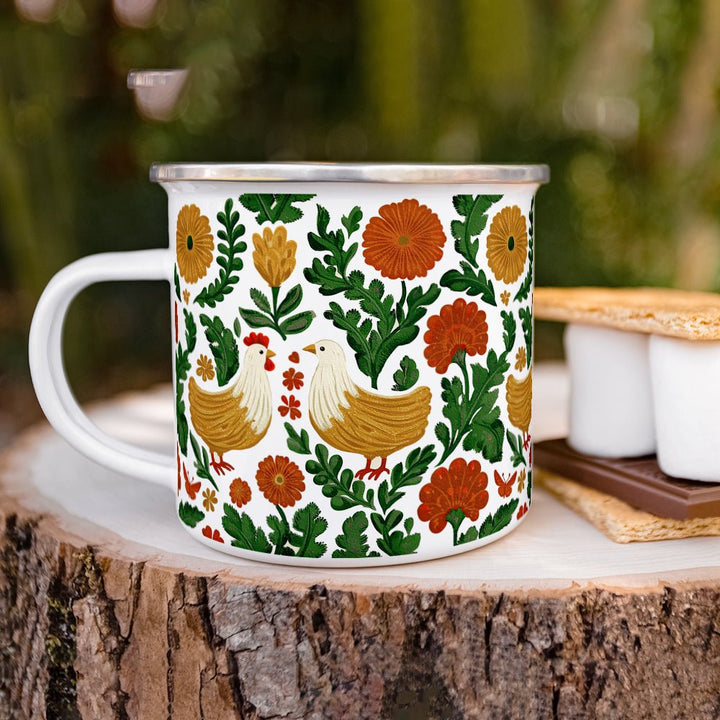Floral Chicken Camp Mug - Loftipop