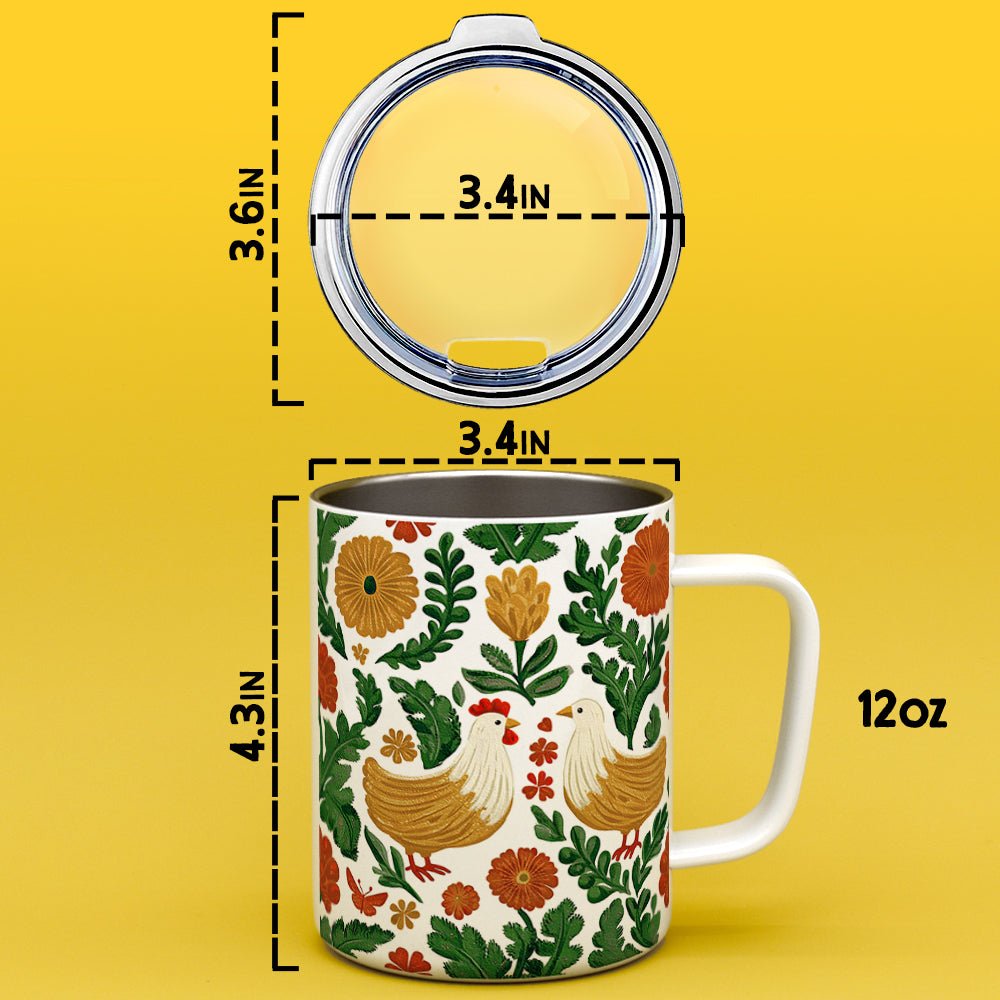 Floral Chicken Insulated Travel Mug - Loftipop