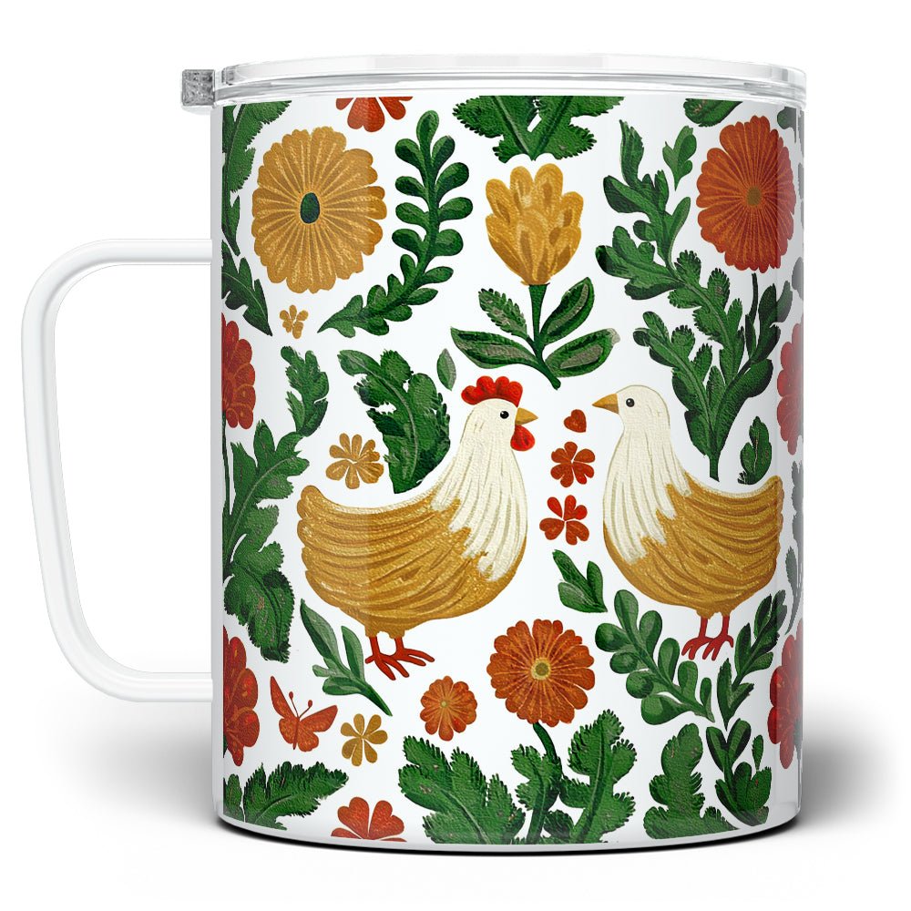 Floral Chicken Insulated Travel Mug - Loftipop