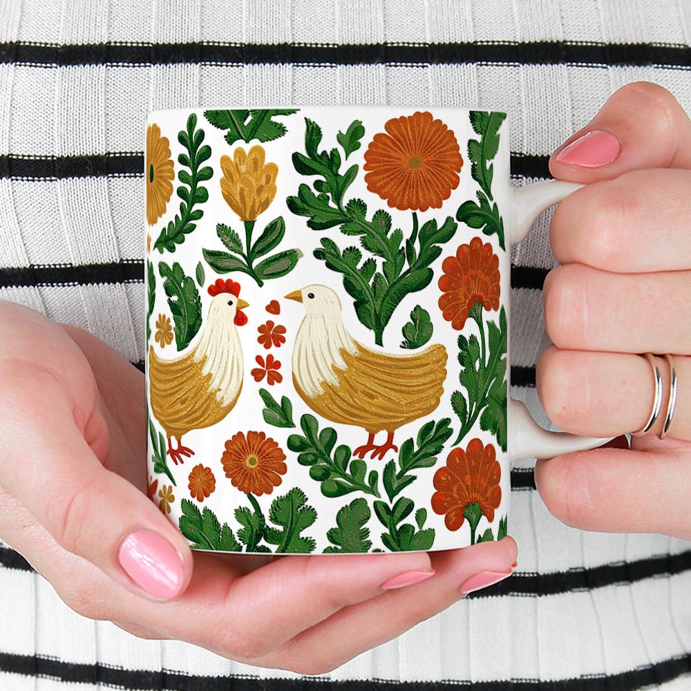 Floral Chicken Mug - Loftipop