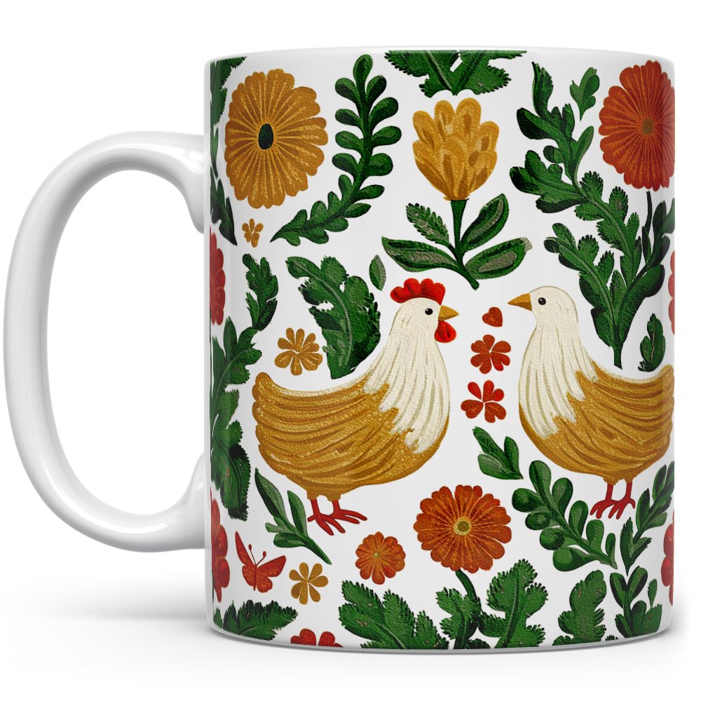 Floral Chicken Mug - Loftipop