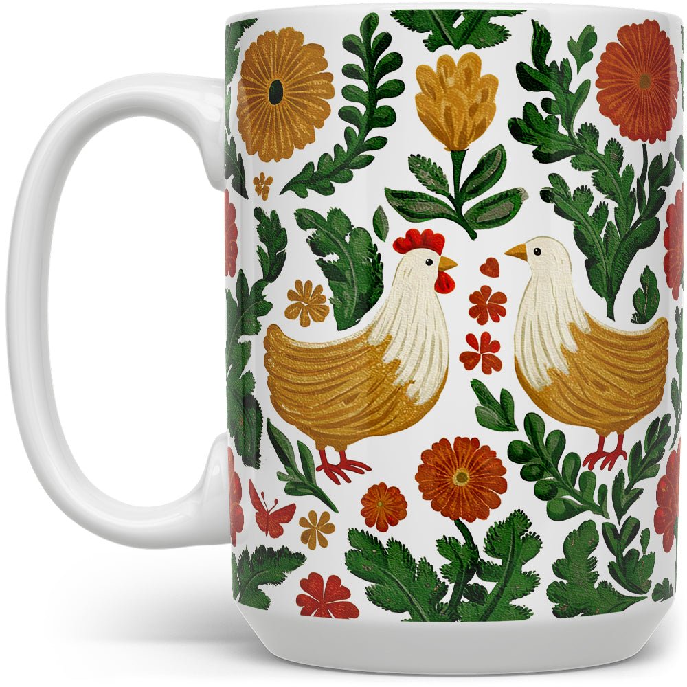Floral Chicken Mug - Loftipop