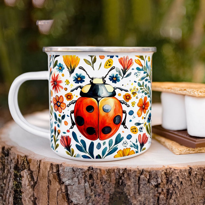 Floral Ladybug Camp Mug - Loftipop