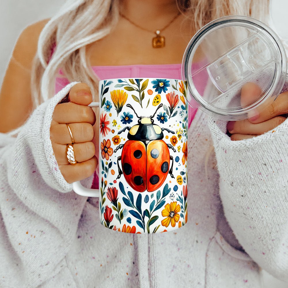 Floral Ladybug Insulated Travel Mug - Loftipop