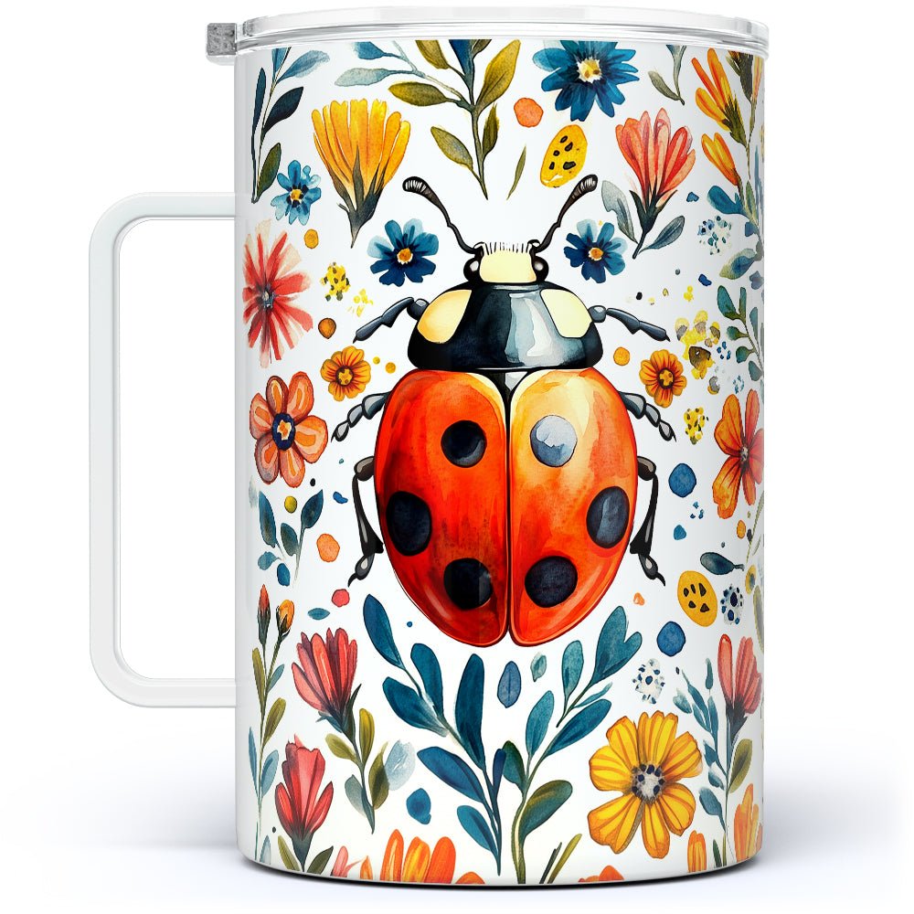 Floral Ladybug Insulated Travel Mug - Loftipop