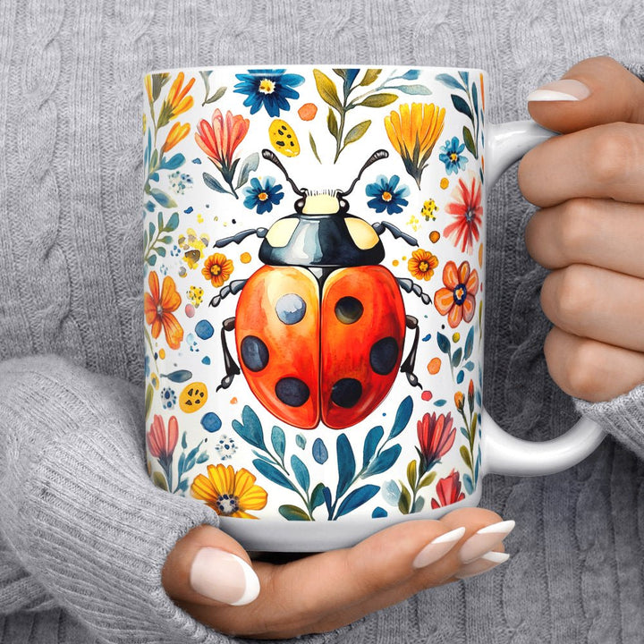 Floral Ladybug Mug - Loftipop