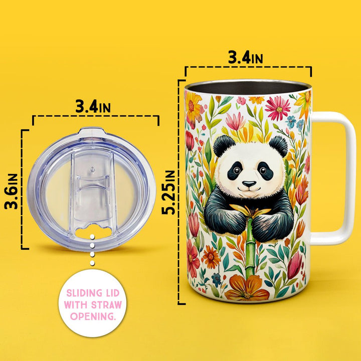Floral Panda Insulated Travel Mug - Loftipop