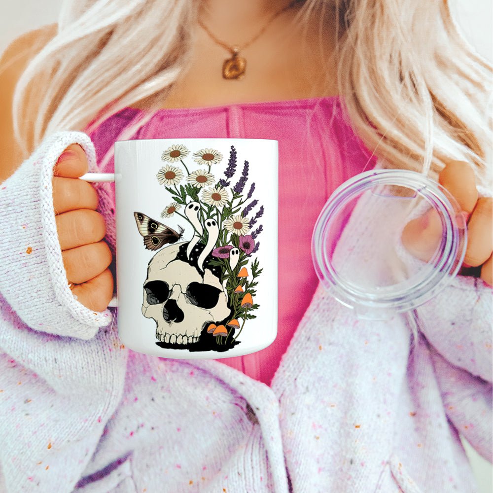 Floral Skull Insulated Travel Mug - Loftipop