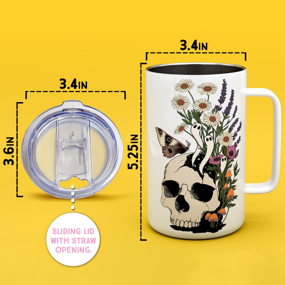 Floral Skull Insulated Travel Mug - Loftipop