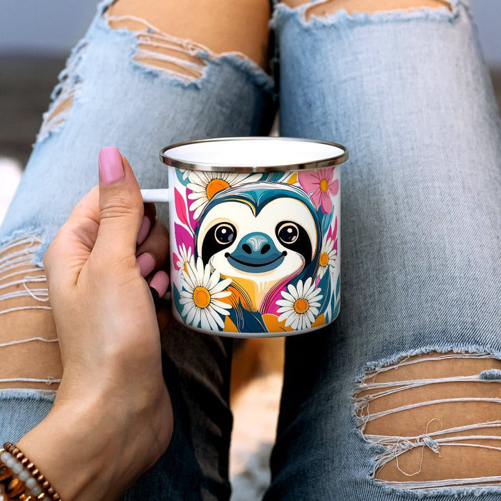 Floral Sloth Camp Mug - Loftipop