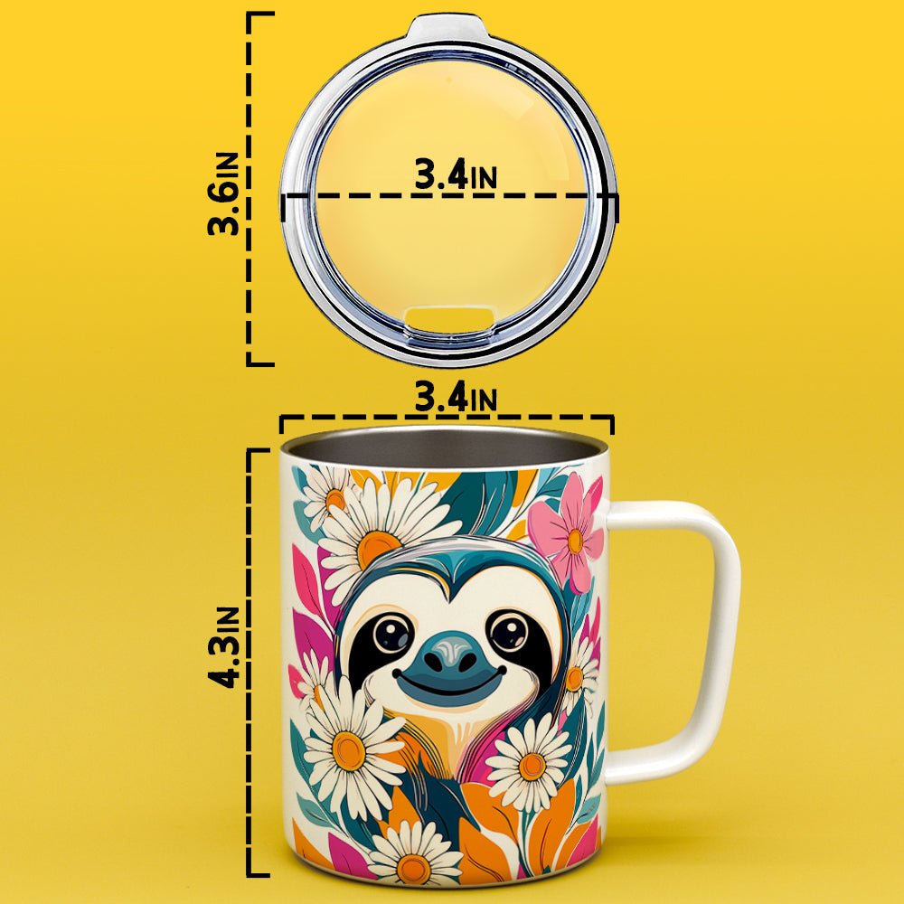 Floral Sloth Insulated Travel Mug - Loftipop