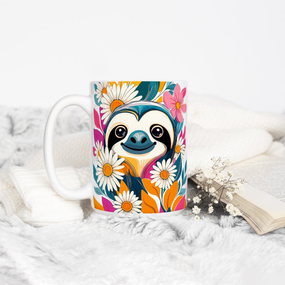 Floral Sloth Mug - Loftipop