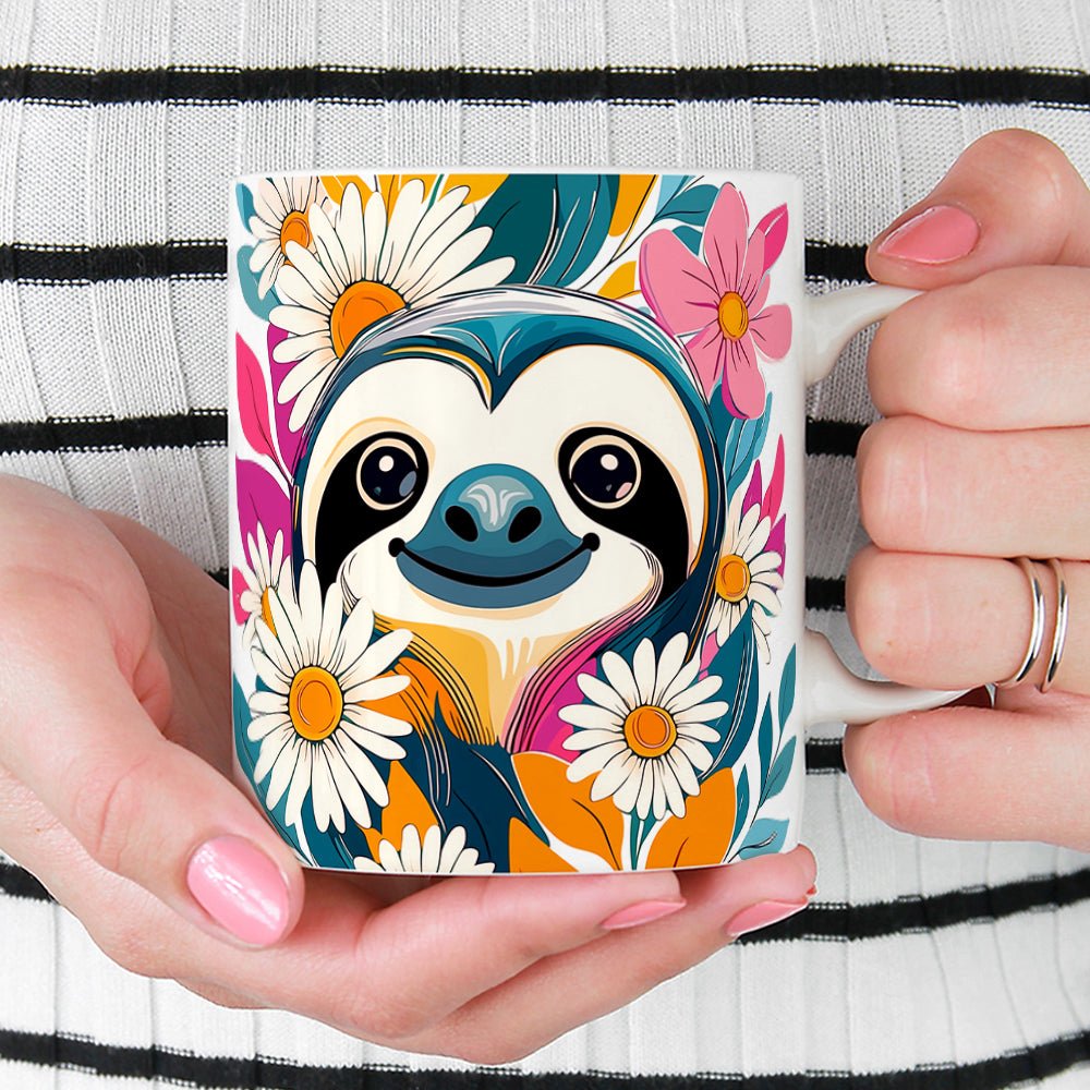 Floral Sloth Mug - Loftipop