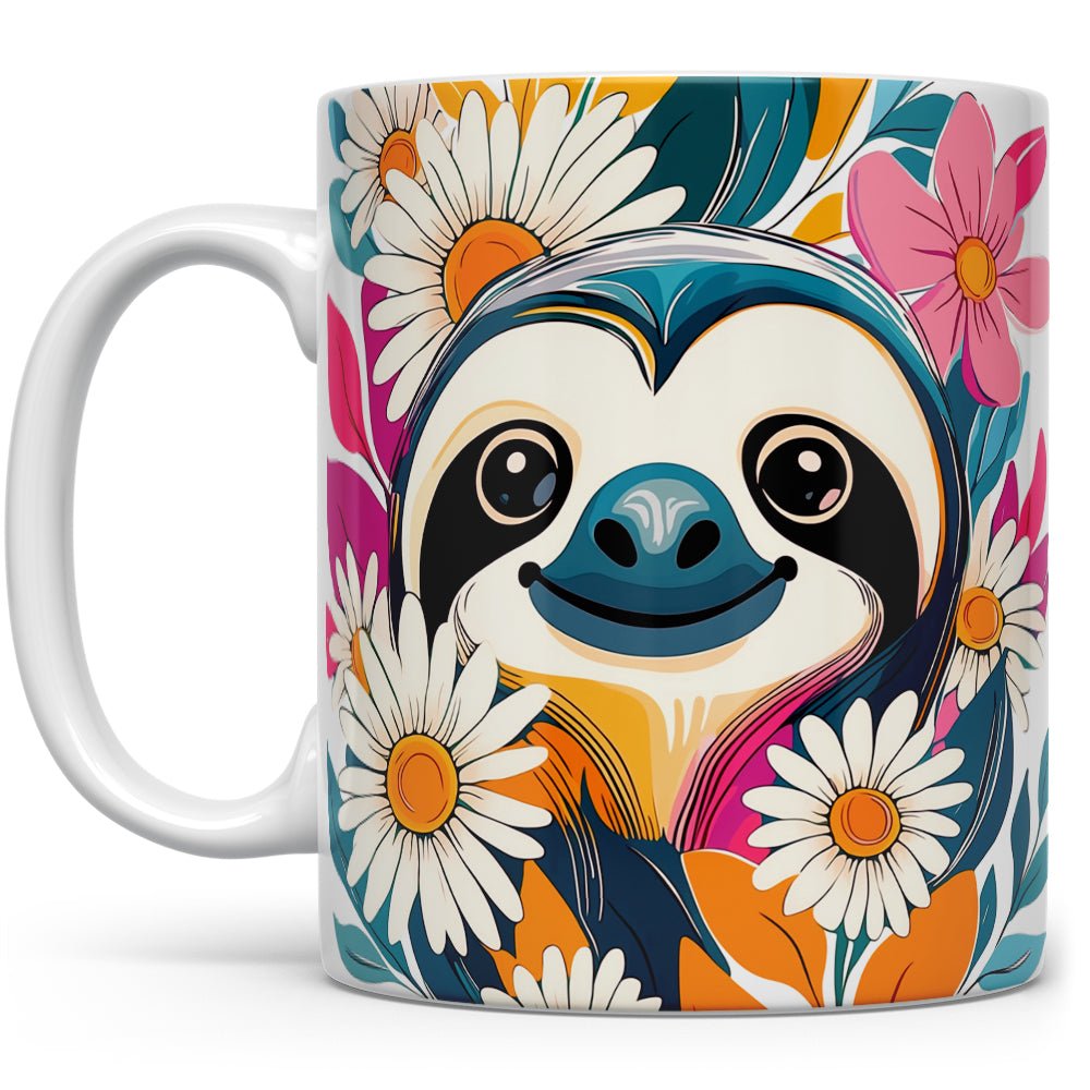 Floral Sloth Mug - Loftipop