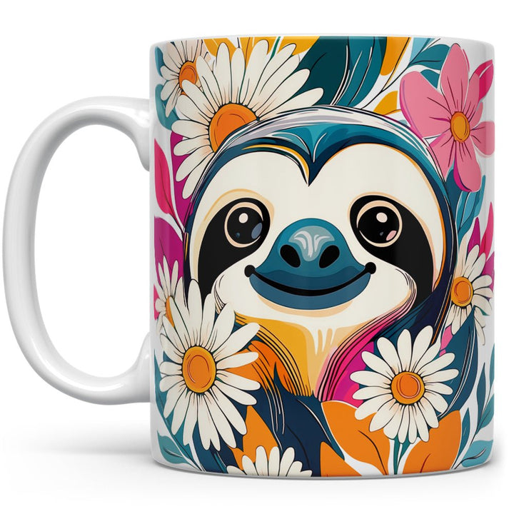 Floral Sloth Mug - Loftipop