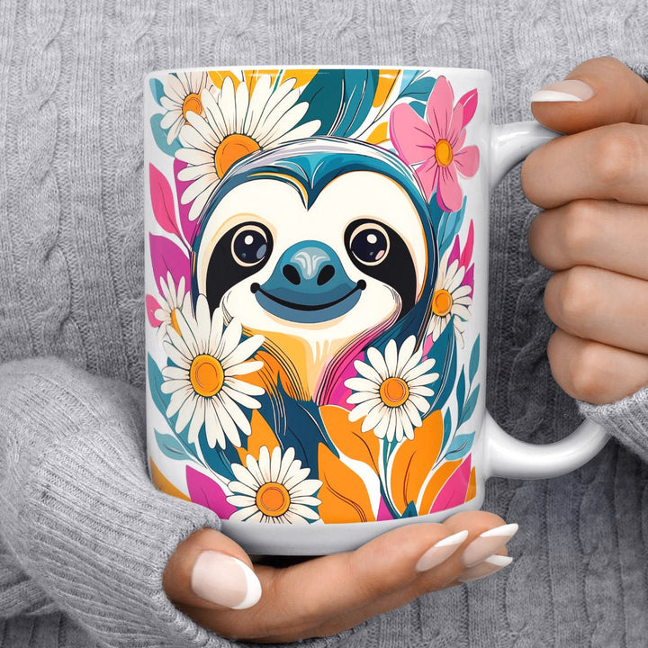 Floral Sloth Mug - Loftipop