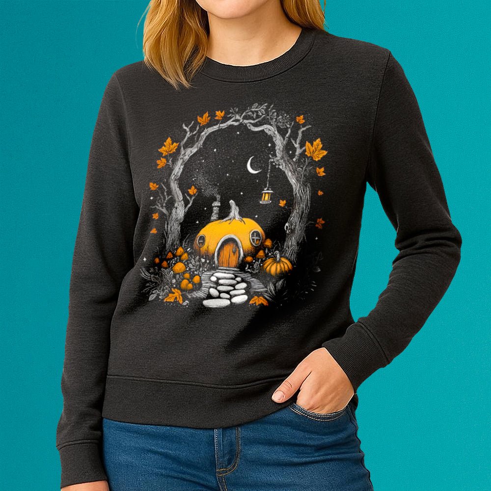 Forest Pumpkin House Crewneck Sweatshirt - Loftipop