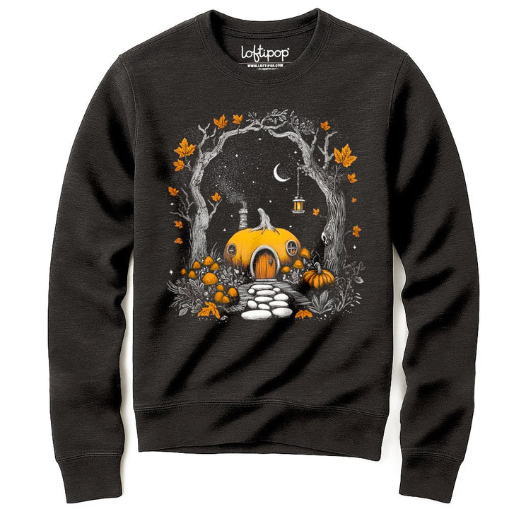 Forest Pumpkin House Crewneck Sweatshirt - Loftipop