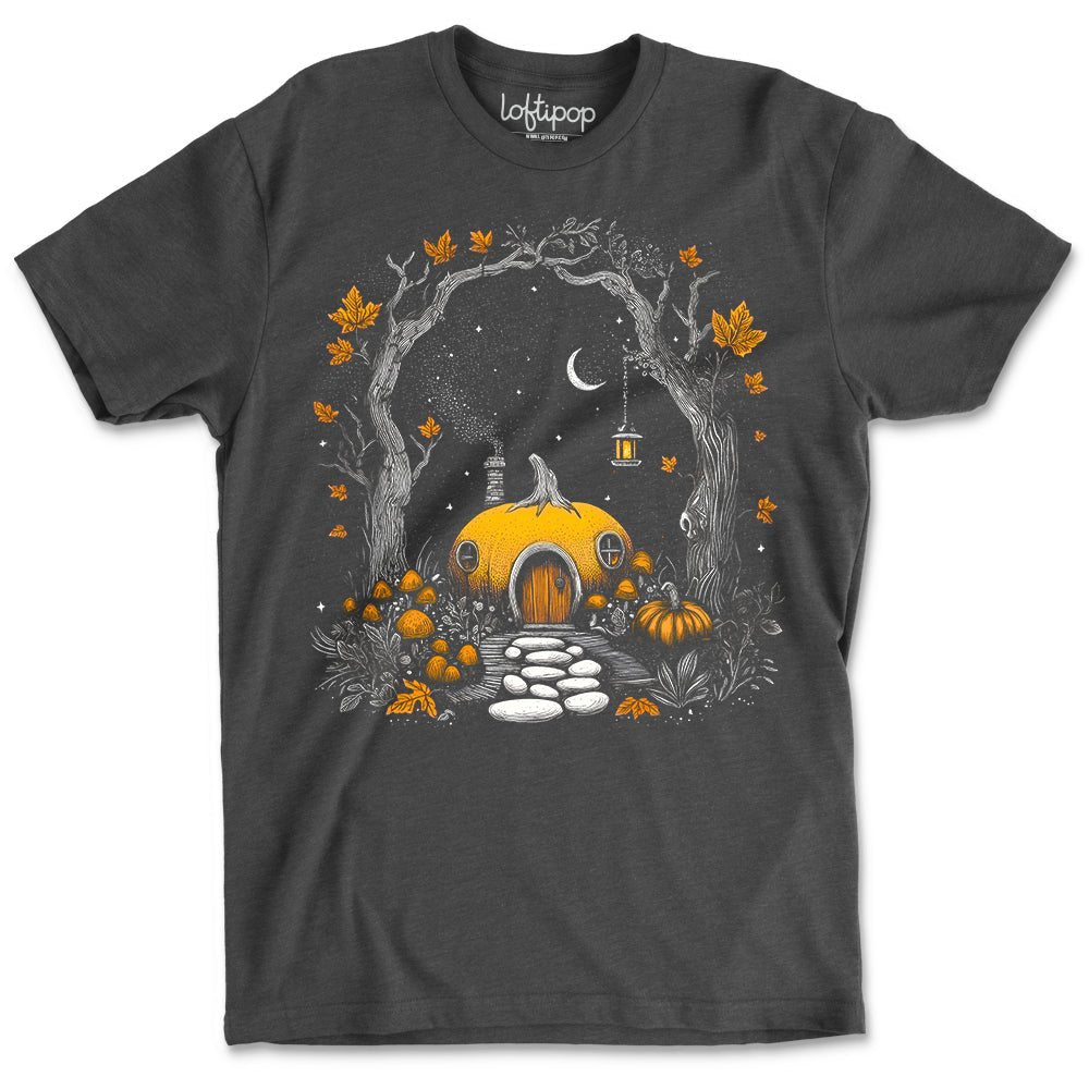 Forest Pumpkin House Crewneck T-Shirt - Loftipop