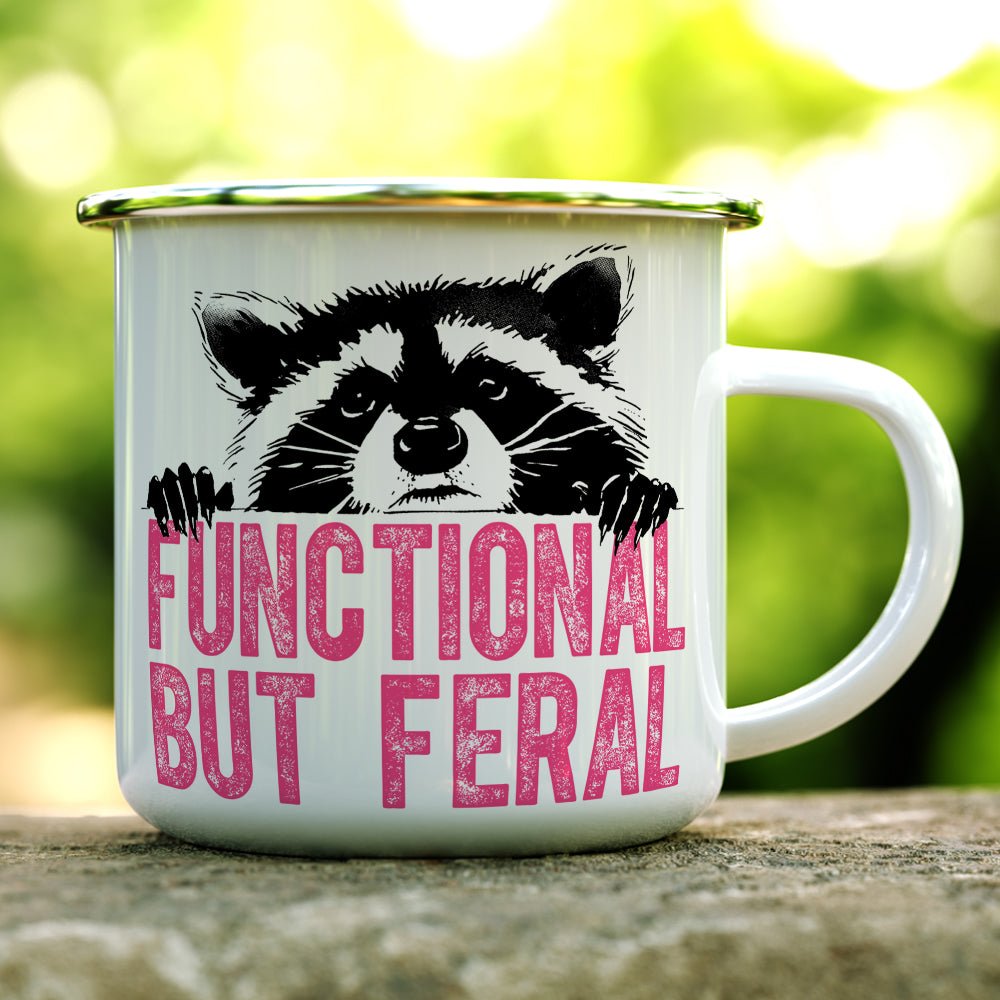 Functional But Feral Raccoon Camp Mug - Loftipop