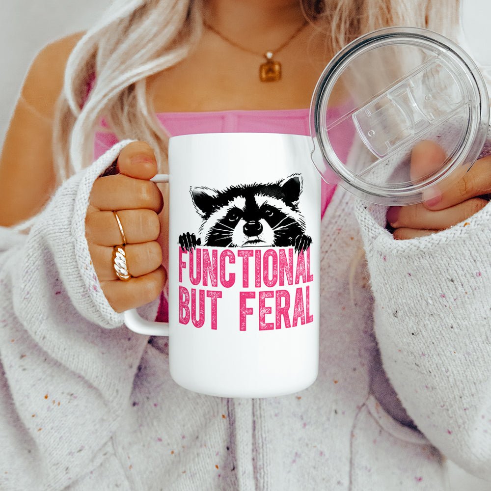 Functional But Feral Raccoon Insulated Travel Mug - Loftipop