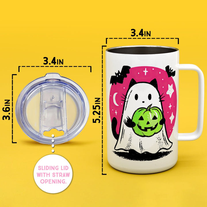Ghost Kitty Insulated Travel Mug - Loftipop