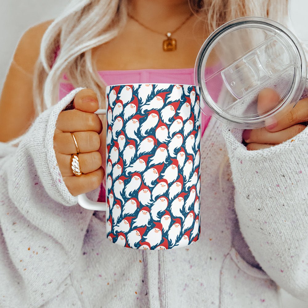Gnome Santa Pattern Insulated Travel Mug - Loftipop