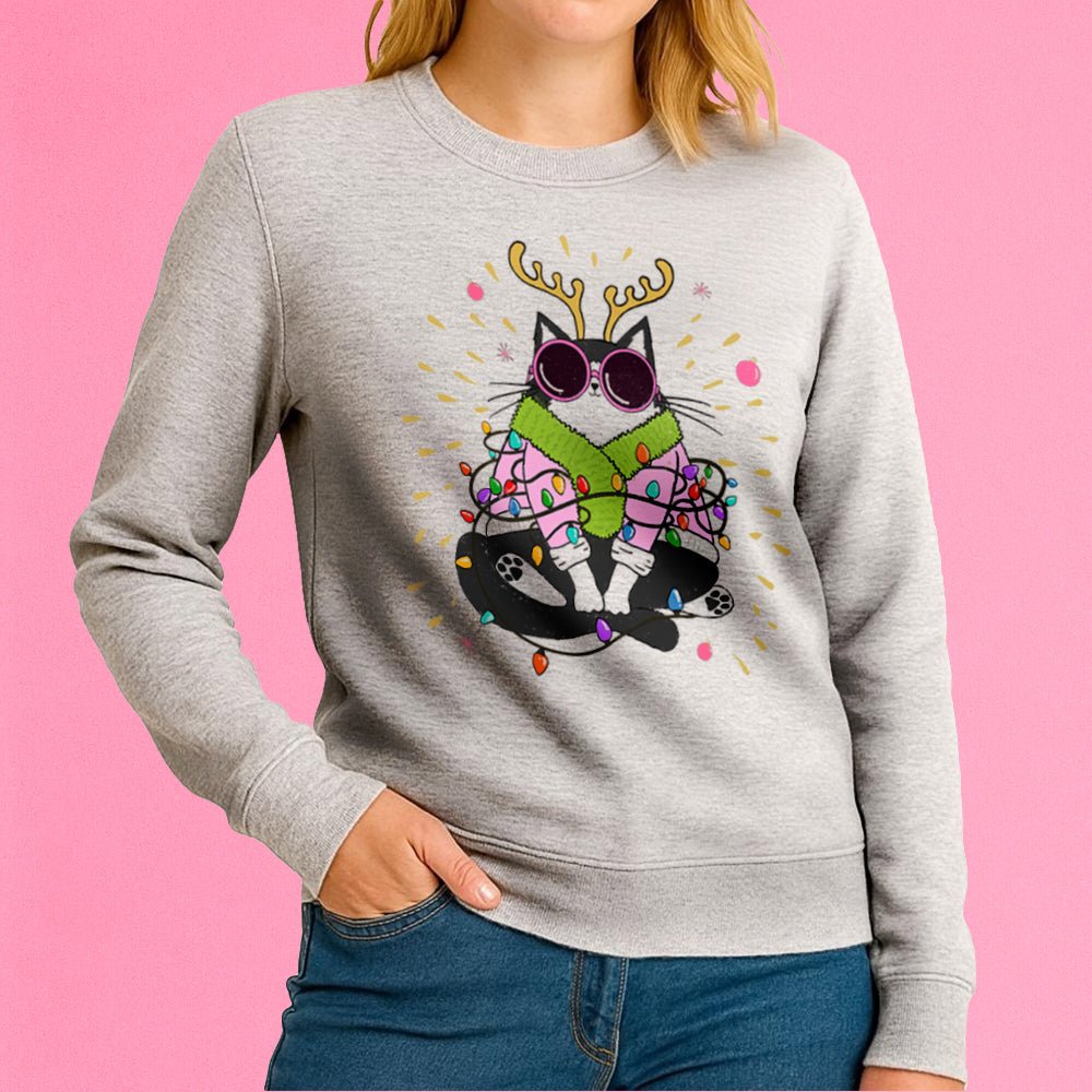 Groovy Holiday Cat Crewneck Sweatshirt - Loftipop