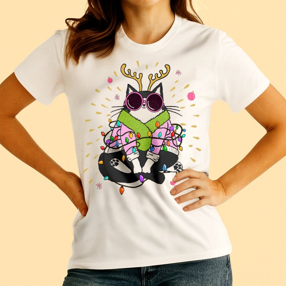 Groovy Holiday Cat Crewneck T-Shirt - Loftipop