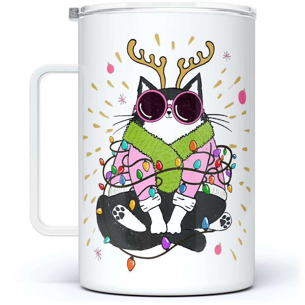 Groovy Holiday Cat Insulated Travel Mug - Loftipop