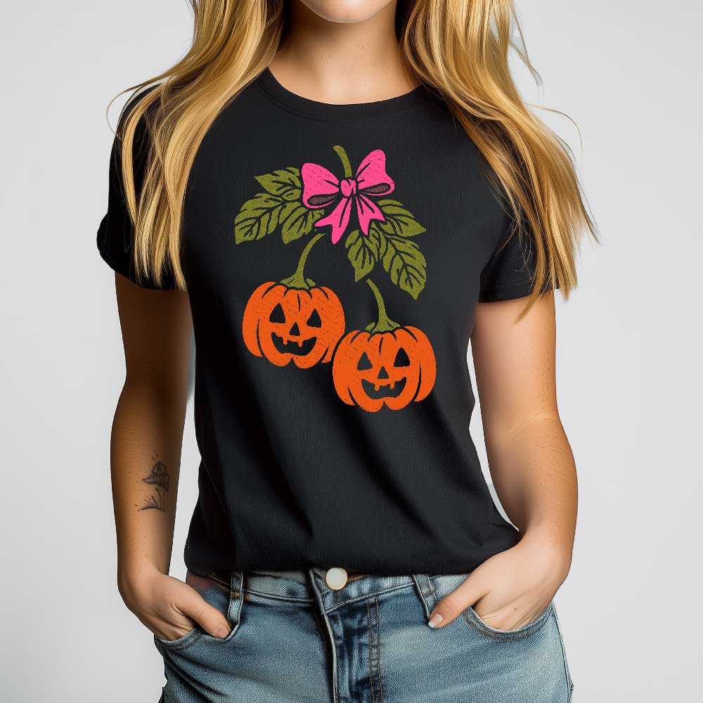 Halloween Pumpkin Cherries Crewneck Tshirt - Loftipop