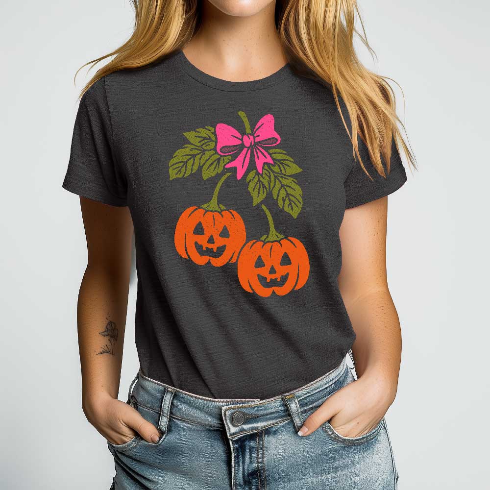 Halloween Pumpkin Cherries Crewneck Tshirt - Loftipop