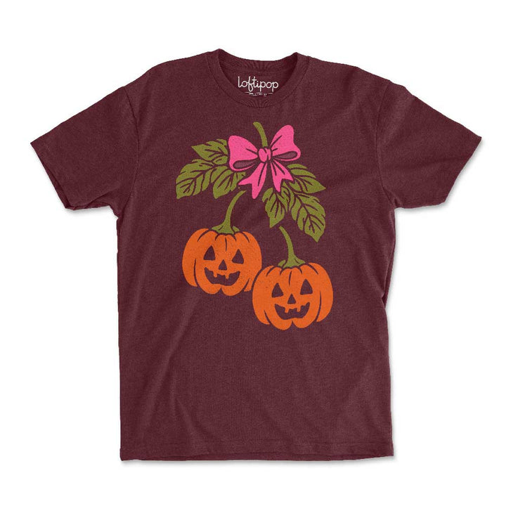 Halloween Pumpkin Cherries Crewneck Tshirt - Loftipop