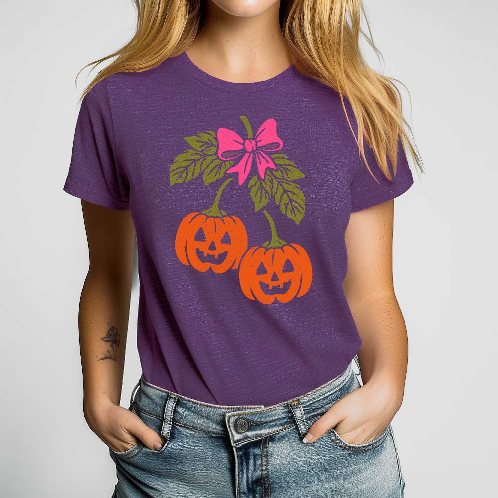 Halloween Pumpkin Cherries Crewneck Tshirt - Loftipop