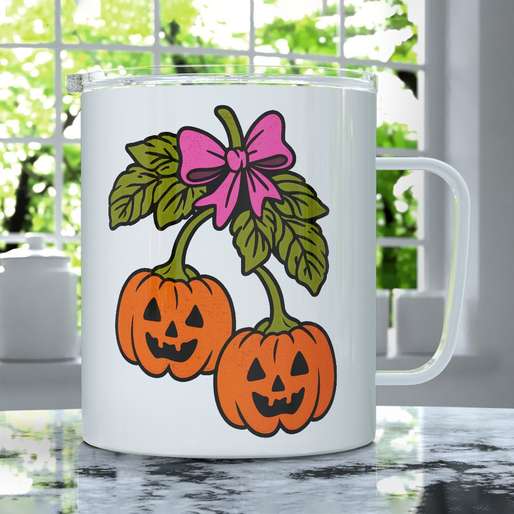 Halloween Pumpkin Cherries Insulated Travel Mug - Loftipop