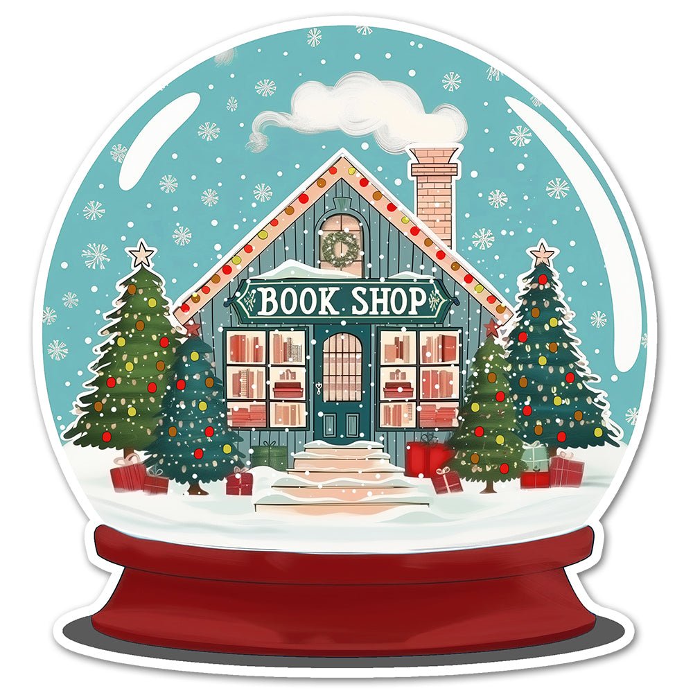 Holiday Bookshop Snow Globe Sticker - Loftipop