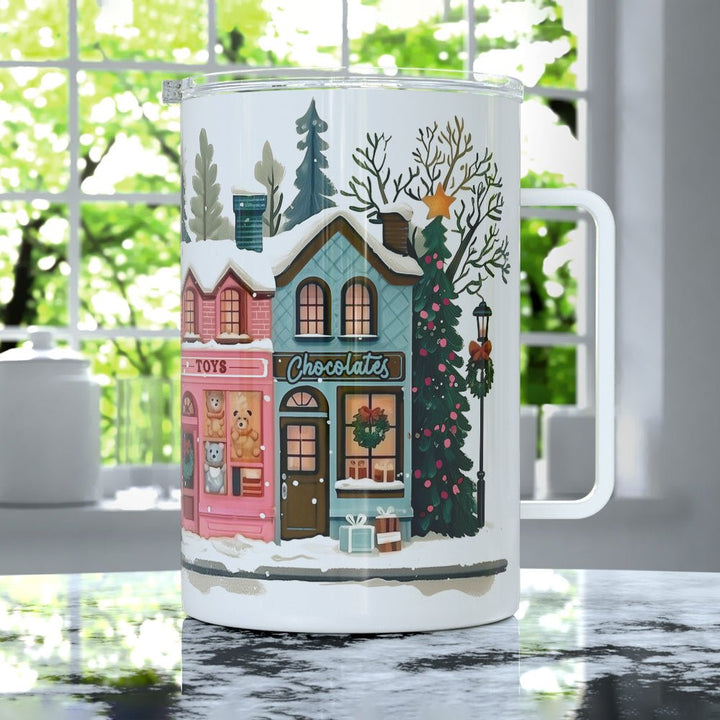 Holiday Storefront Shops Insulated Travel Mug - Loftipop