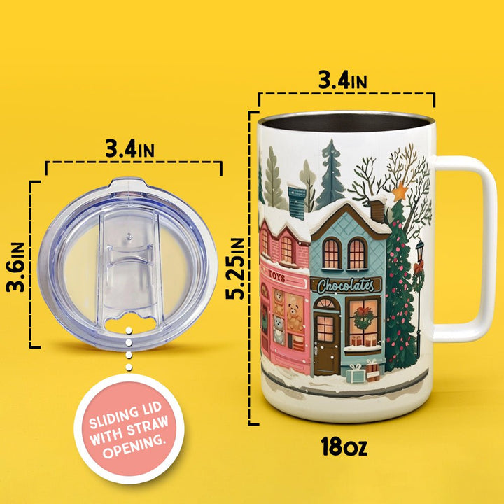 Holiday Storefront Shops Insulated Travel Mug - Loftipop