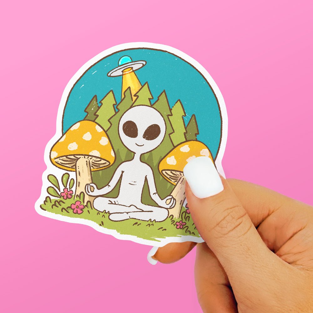 Meditating Alien Sticker - Loftipop