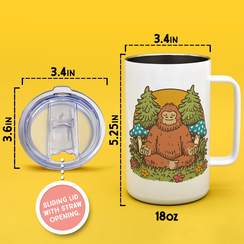 Meditating Bigfoot Insulated Travel Mug - Loftipop