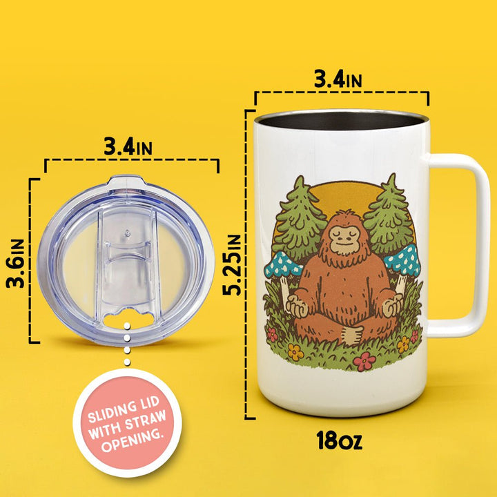 Meditating Bigfoot Insulated Travel Mug - Loftipop