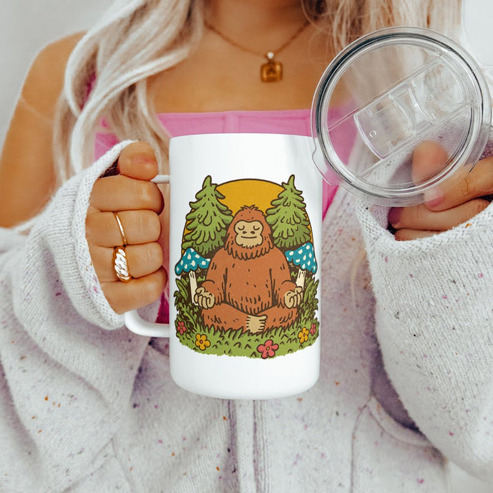 Meditating Bigfoot Insulated Travel Mug - Loftipop