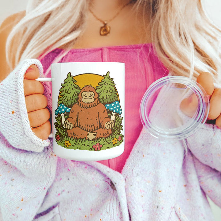 Meditating Bigfoot Insulated Travel Mug - Loftipop