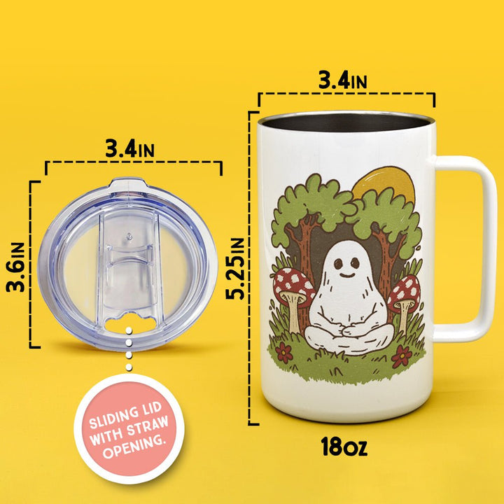 Meditating Ghost Insulated Travel Mug - Loftipop