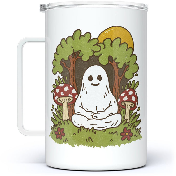 Meditating Ghost Insulated Travel Mug - Loftipop