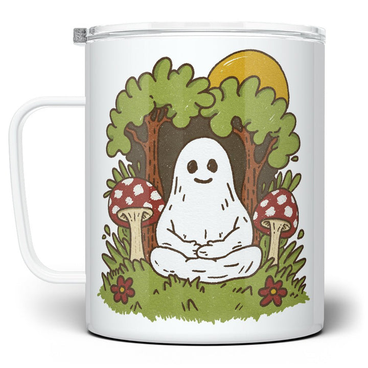 Meditating Ghost Insulated Travel Mug - Loftipop