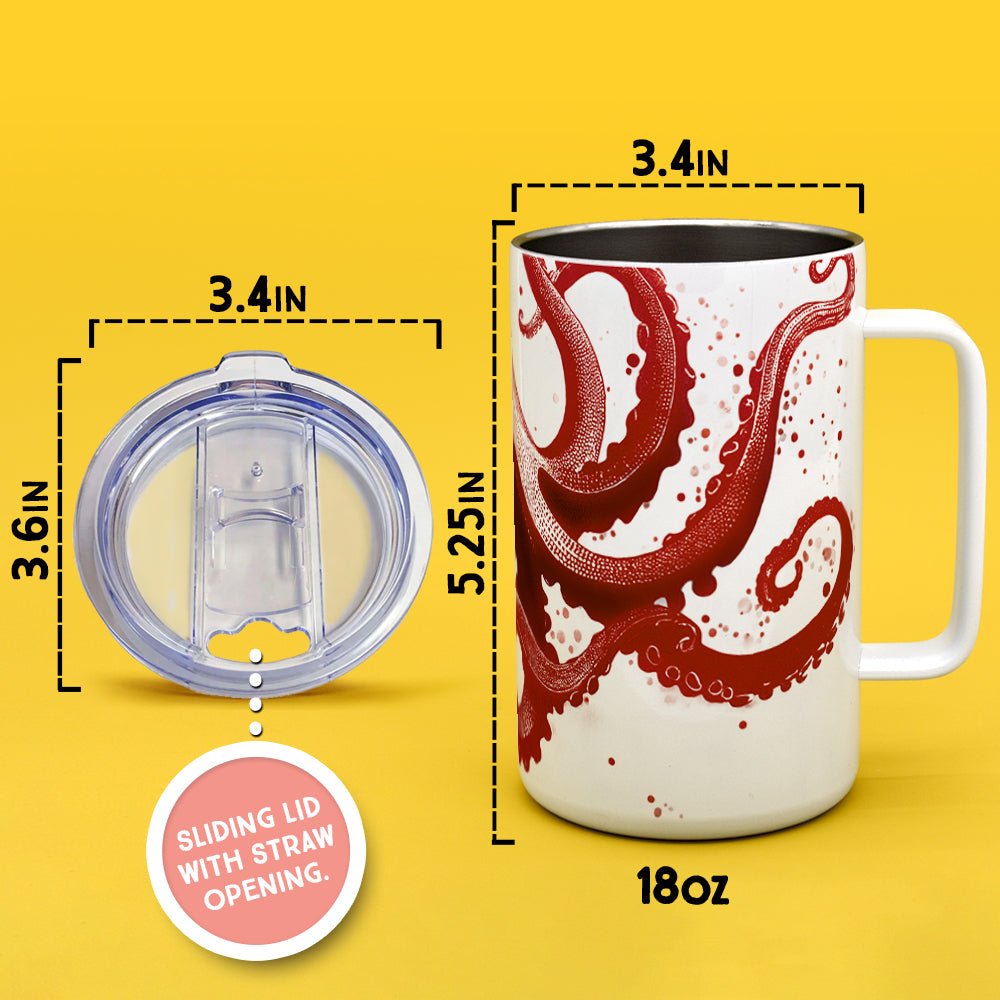 Nautical Red Octopus Insulated Travel Mug - Loftipop